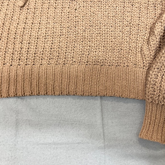 Aerie Sweater With Hood- V Neck Size XS/TP Woman's Soft Cozy Beige Oatmeal - Picture 3 of 13